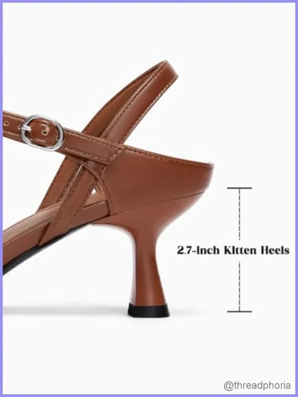Women's Kitten Heels Dress Pumps Pointed Toe PU Leather Ankle Strap Work Party